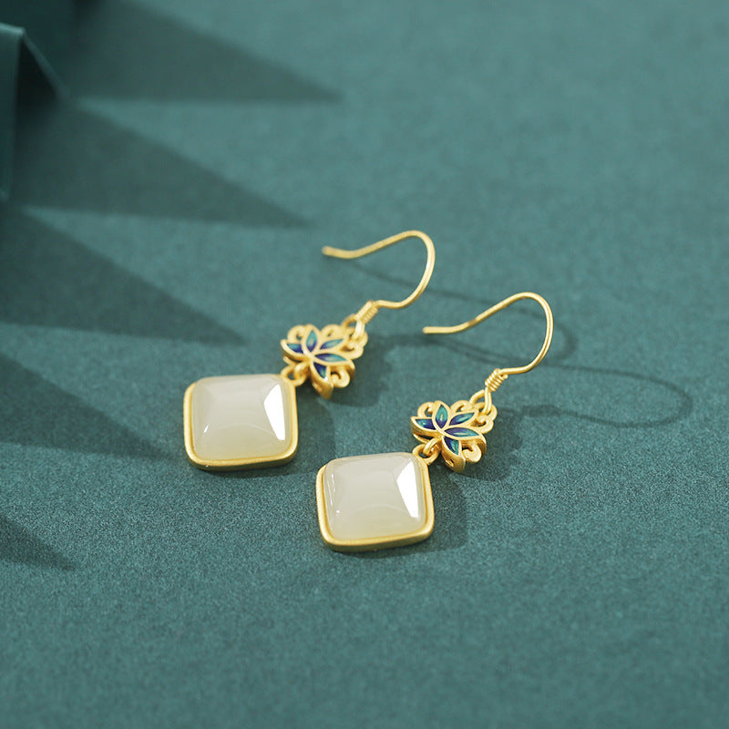 Sier Female Enamel Gradient Color Design Earrings