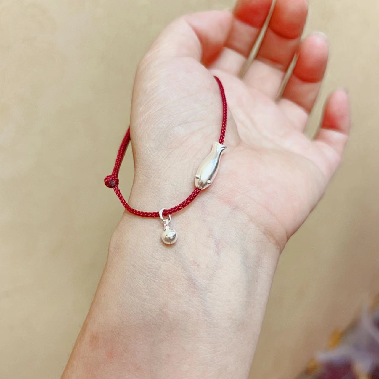 Women's Sier Chinese Style Lucky Koi Red Bracelets