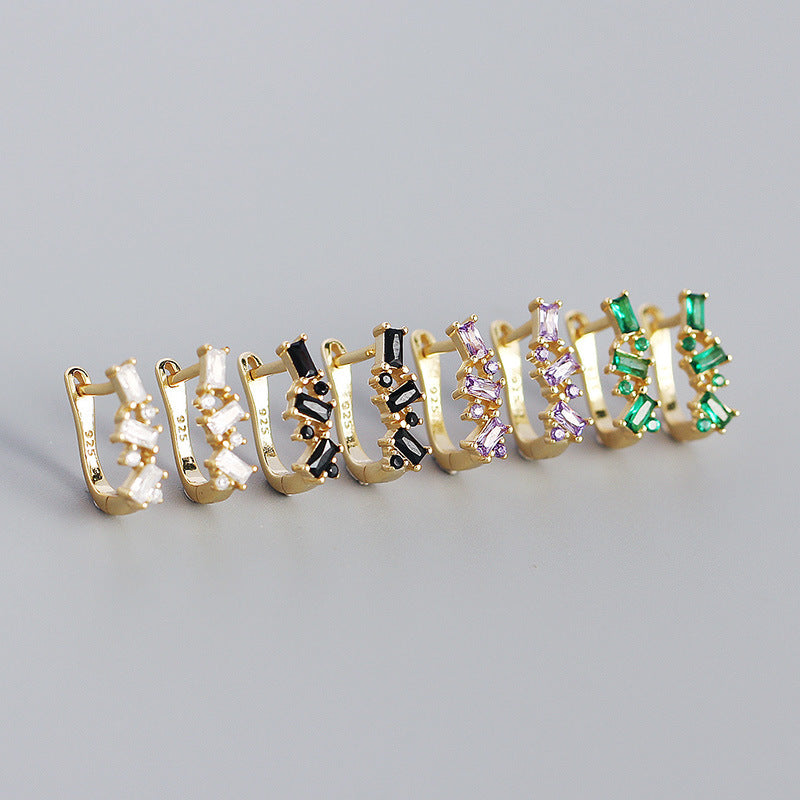 Women's Micro Inlaid Zircon Geometric U-shaped Earclip Rings