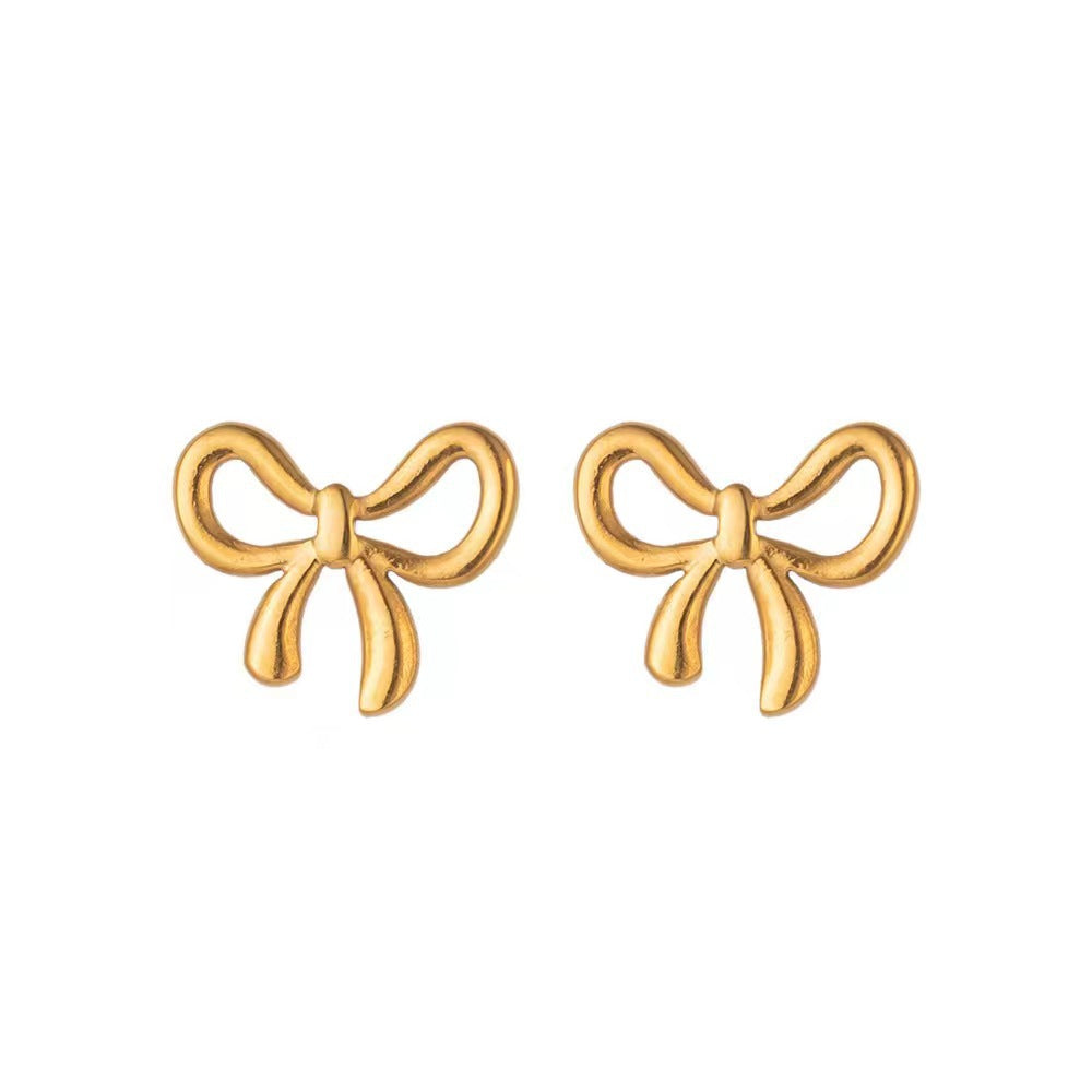 Princess Bowknot Round Beads Titanium Steel Necklaces