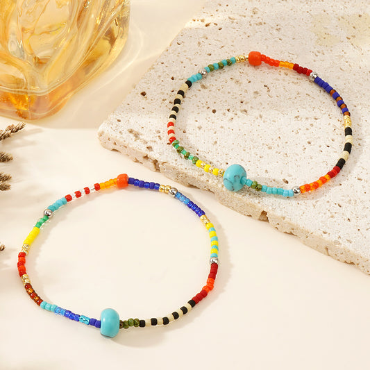 Steel Beads Blue Pine Abacus Bead Bracelets