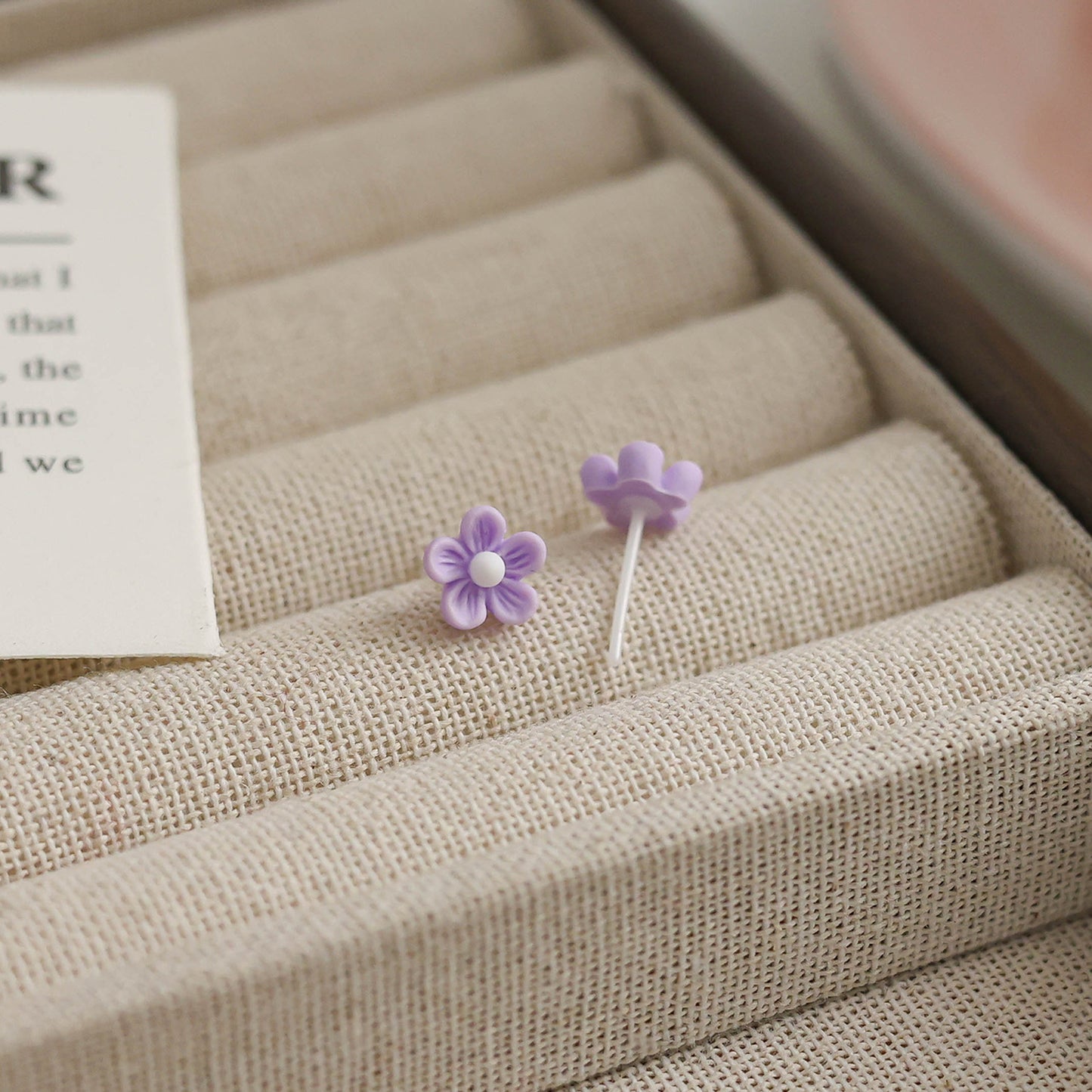Five Petal Flower Biological Porcelain Sweet Cute Niche Sleeping No Earrings