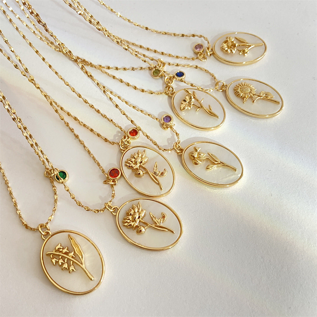 Real Mother Shell Moon Female Birthstone Necklaces