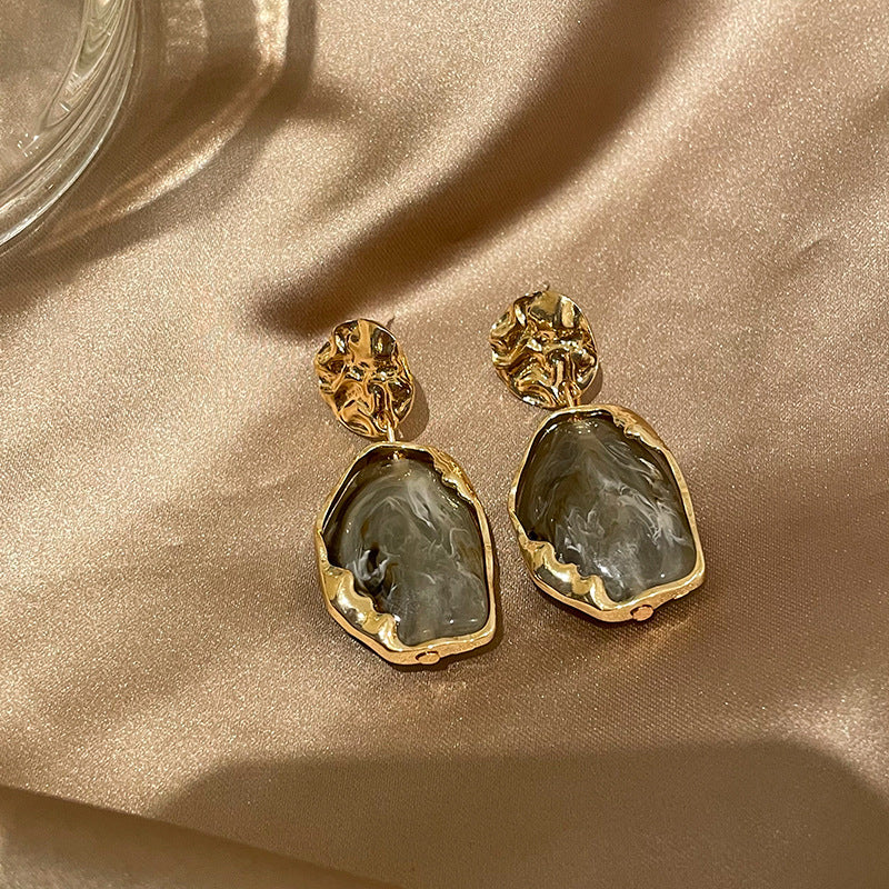 Women's Needle Resin Irregular Personality Retro Style Geometric Earrings