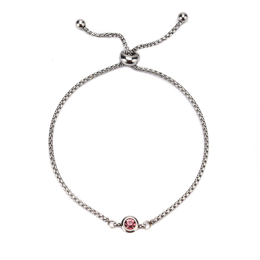 Women's Simple Stainless Steel Twee Birthstone Mother's Bracelets