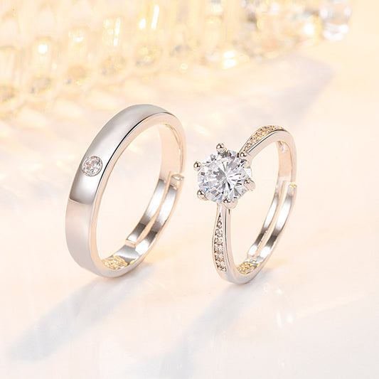 Artificial Diamond Couple Pair Of Rhinestone Rings