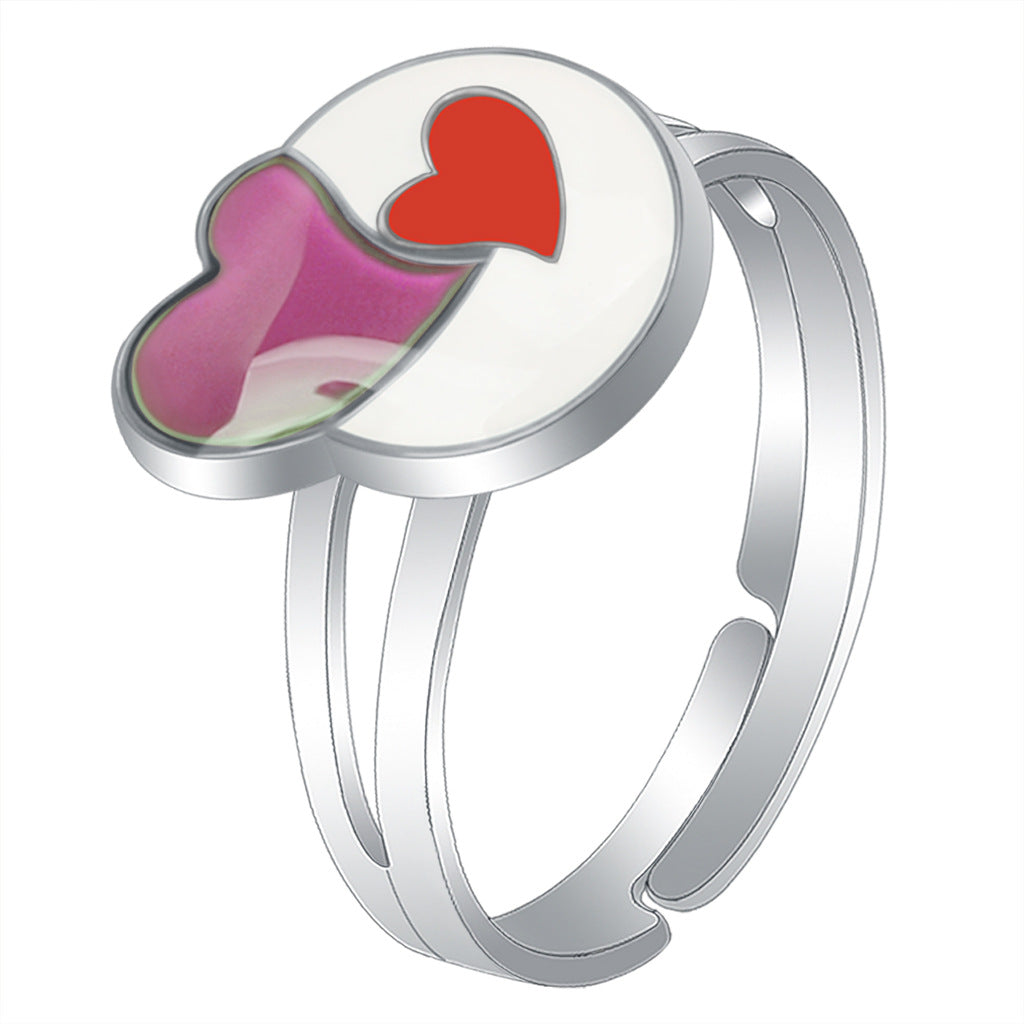 Fashion Sweet Heart Love Temperature Change Ring