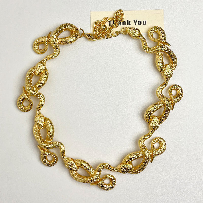 Women's Plate Snake Cuban Real Gold Electroplated Light Luxury Buckle Necklaces