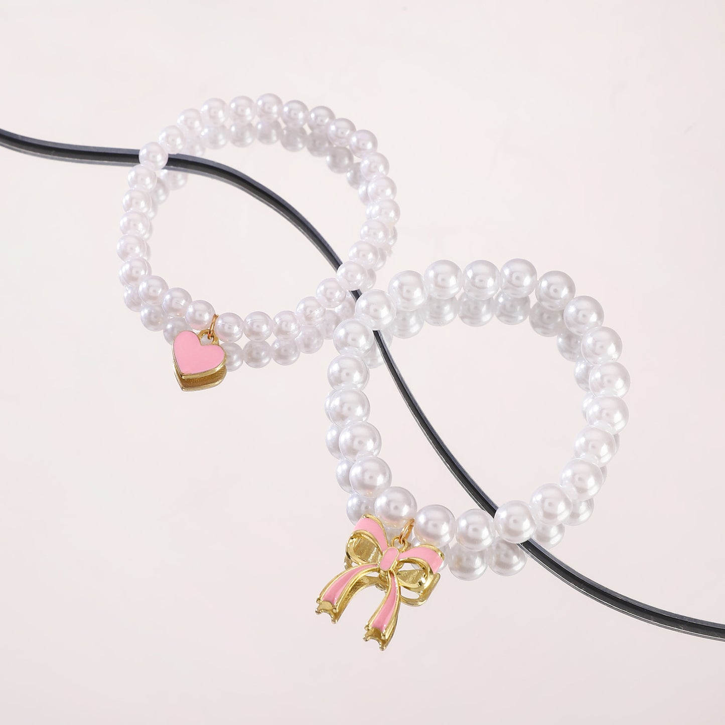 Sweet Pink Bow Pearl Female Personality Bracelets