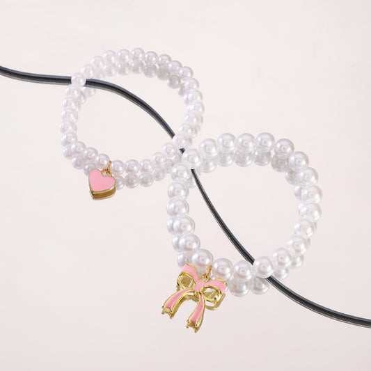 Sweet Pink Bow Pearl Female Personality Bracelets