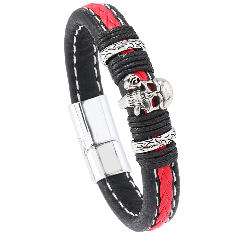 Men's Simple Accessories Hand-woven Leather Personality Magnetic Bracelets