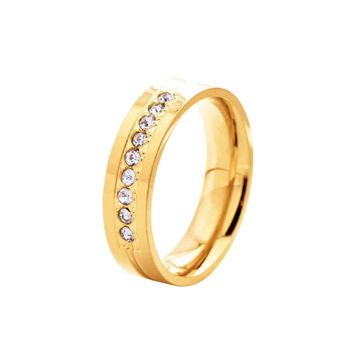 Accessories Stainless Steel Diamond Couple Zircon Rings