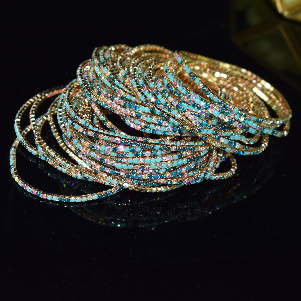 Row Colorful Rhinestone Female Live Grab Chain Bracelets