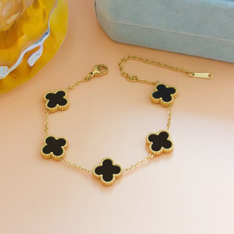 Clover Titanium Steel No Fading Affordable Luxury Fashion Bracelets