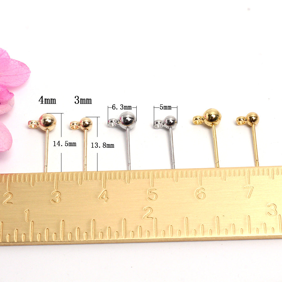 Gilded Round Ball Auricular Needle Bean-shaped Earrings