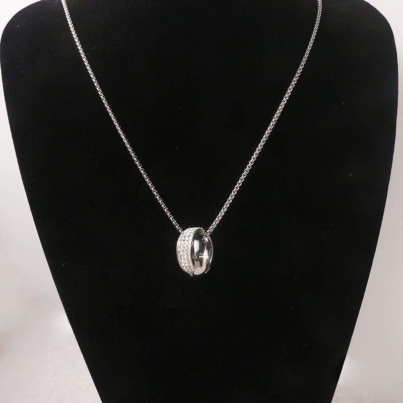 Men's Steel Double Full Diamond Hipster Personality Stainless Necklaces