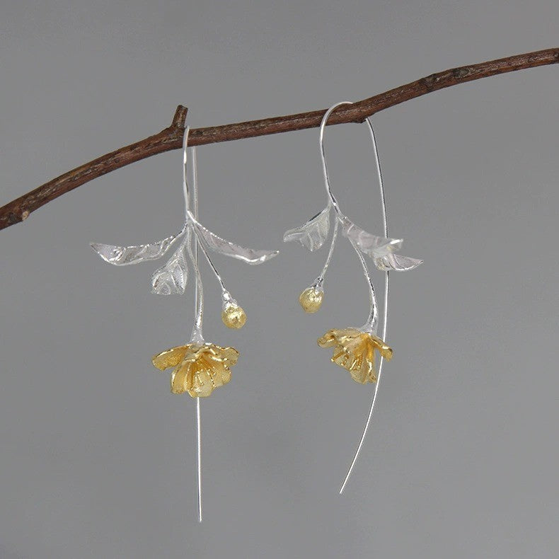 Begonia Still Sterling Sier Long Super Fairy Earrings