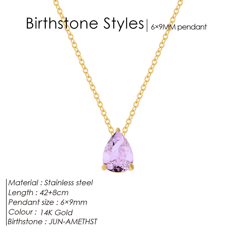Zircon Month Birthstone Birthstones Vacuum Electroplating Necklaces