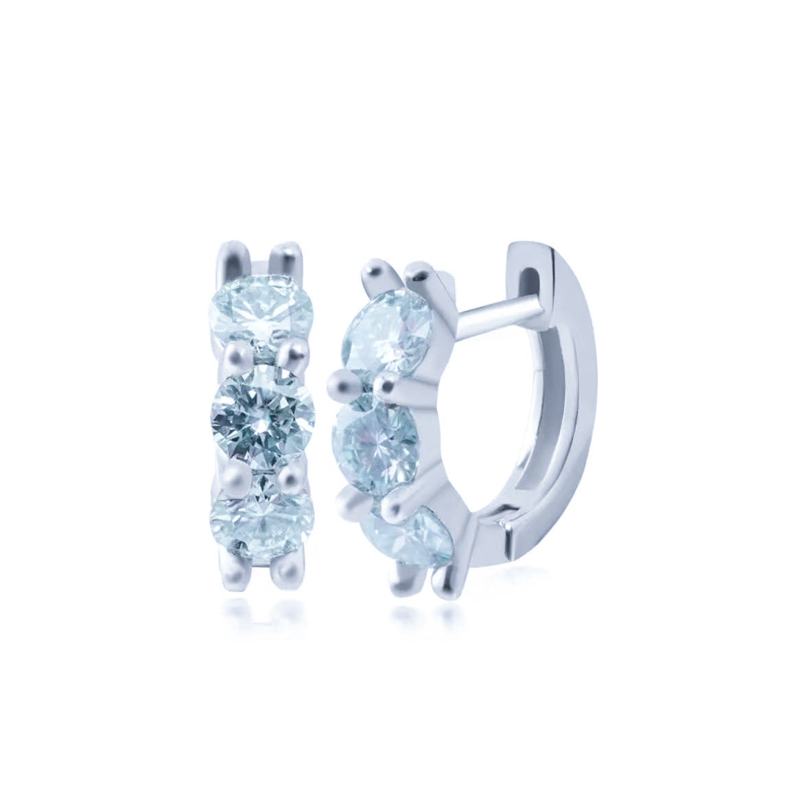 Steel Copper Diamond Straight Rod Three Zircon Inner Earrings