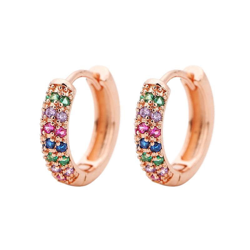 Micro Inlaid Zircon Geometric Fashion Ear Clips Round Earrings
