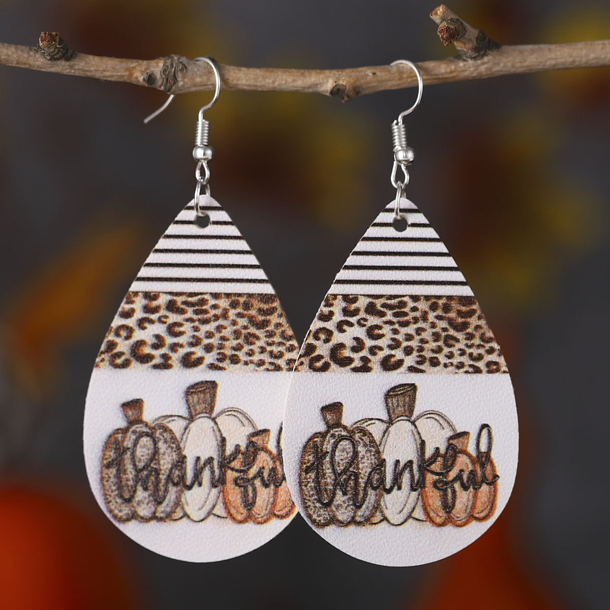 Thanksgiving Maple Leaf Leopard Pumpkin Water Earrings
