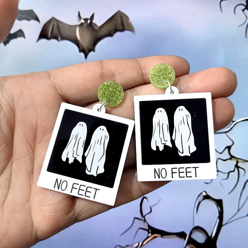 Monster Cat Personality Design Decoration Acrylic Plate Earrings