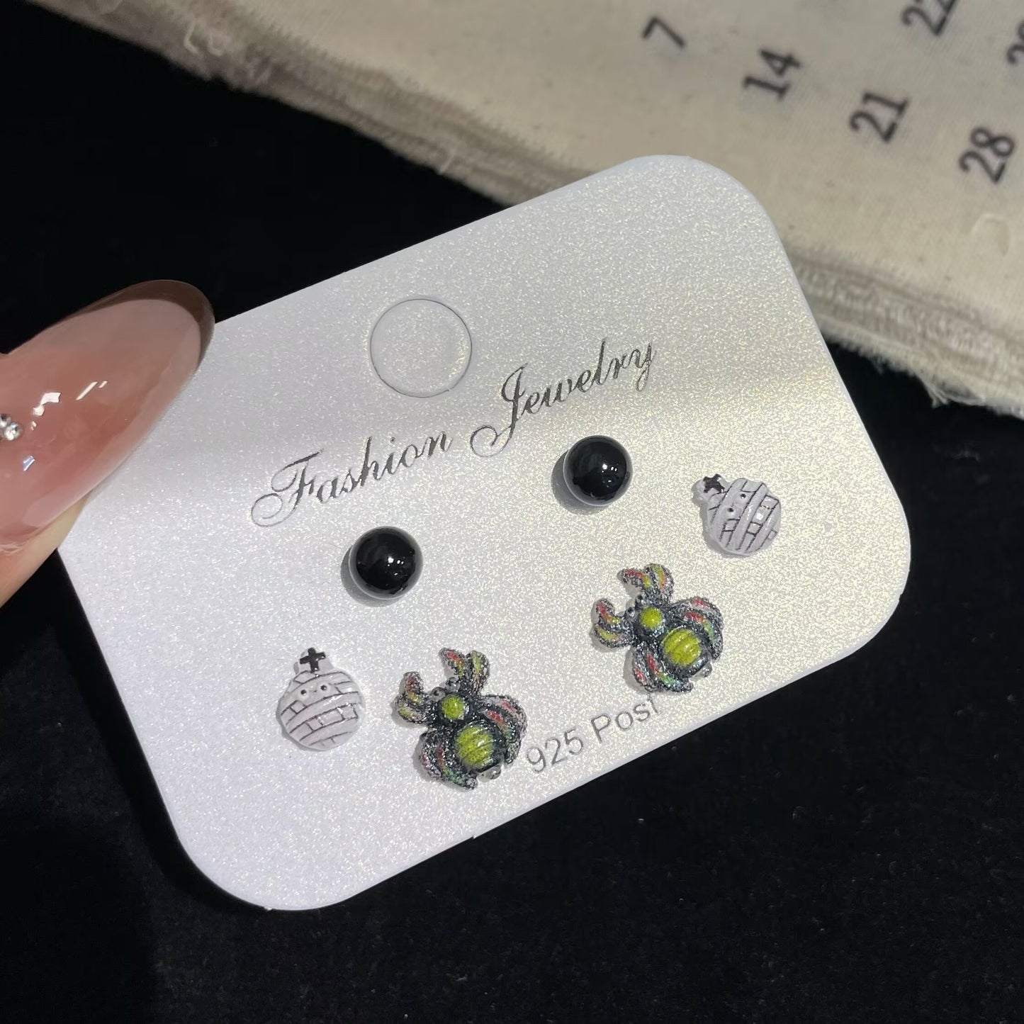 Halloween Monster Earings Set Sier Needle Earrings