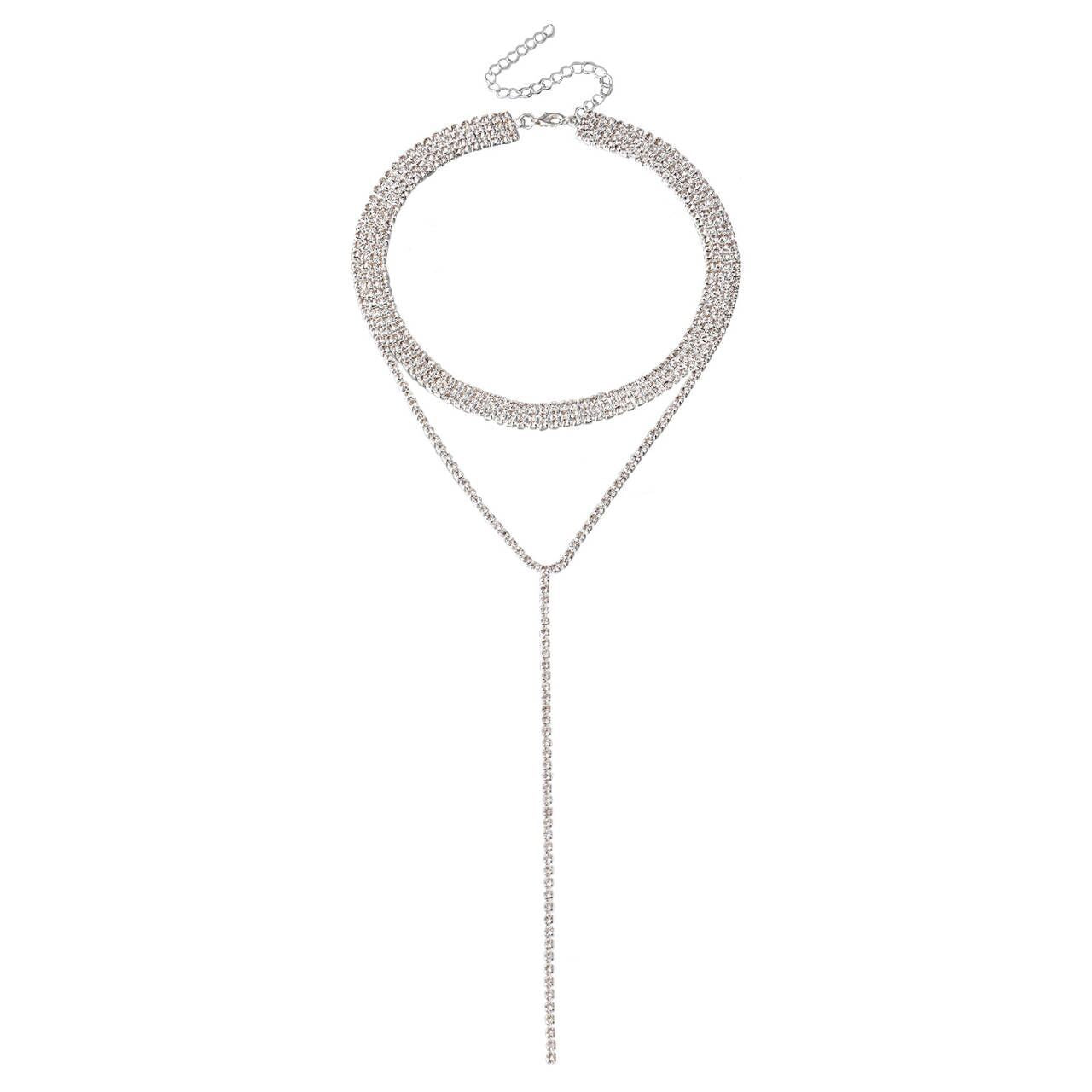 Women's Claw Chain Full Diamond Twin Clavicle Necklaces