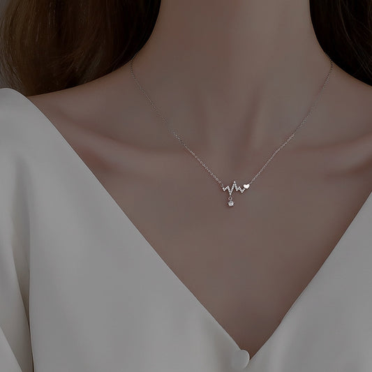 Summer Wind Heartbeat Female Niche Personality Tide Ecg Clavicle Necklaces