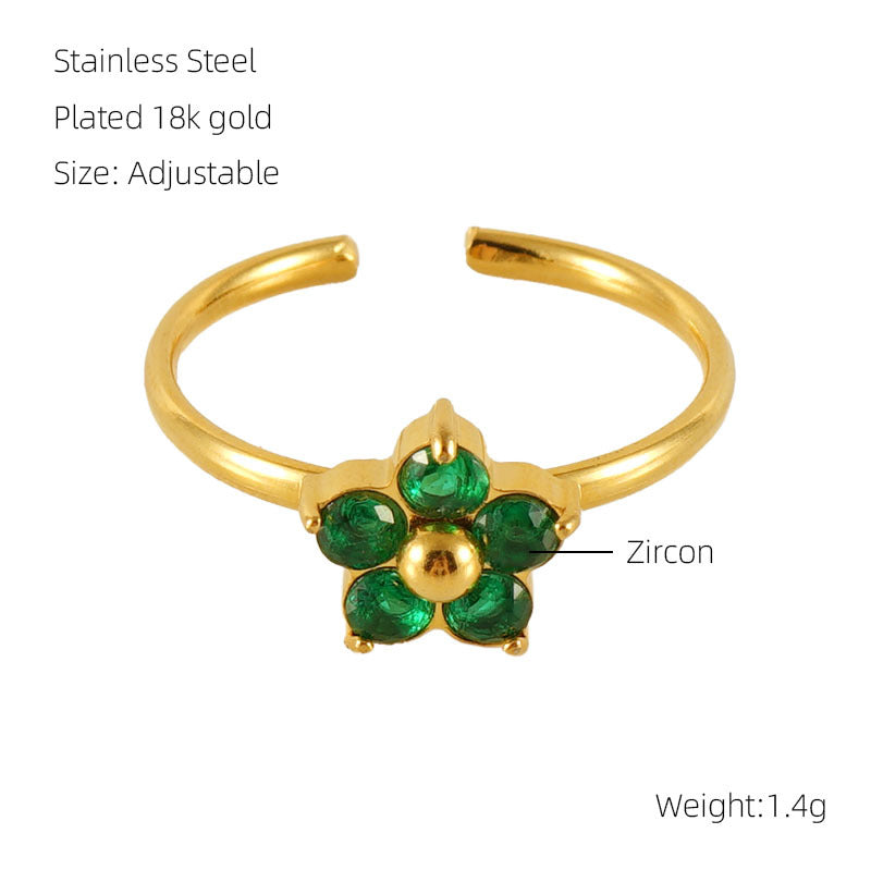 French Style Stainless Steel Colorful Heart-shaped Rings