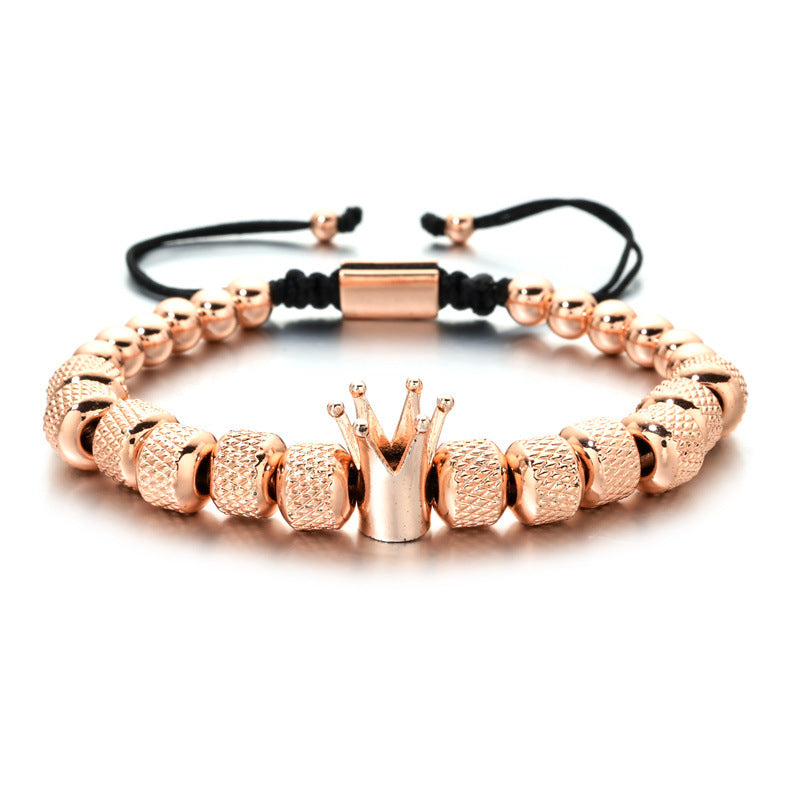 Men's Retro Easy Matching Copper Crown String Beads Pineapple Bracelets