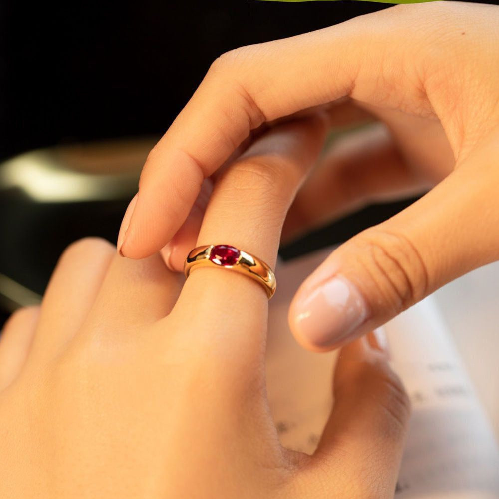 Women's & Men's Simple Ruby Emerald Fashion Ornament Personality Rings