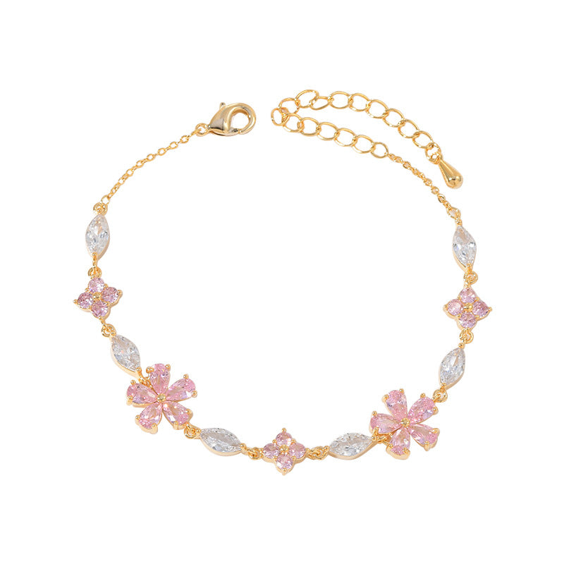 Women's Temperamental Niche Design Zircon Petal Fashion Bracelets