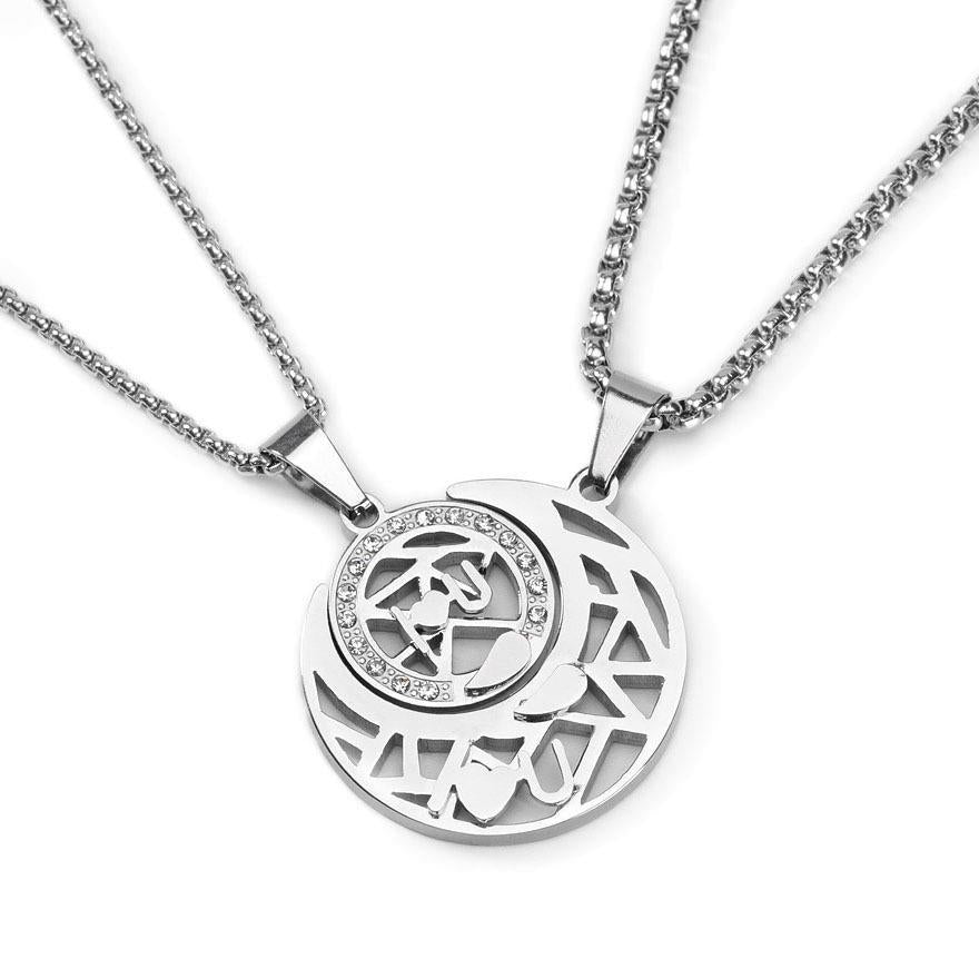 Women's & Men's Moon Hollow Titanium Steel Gifts For Necklaces