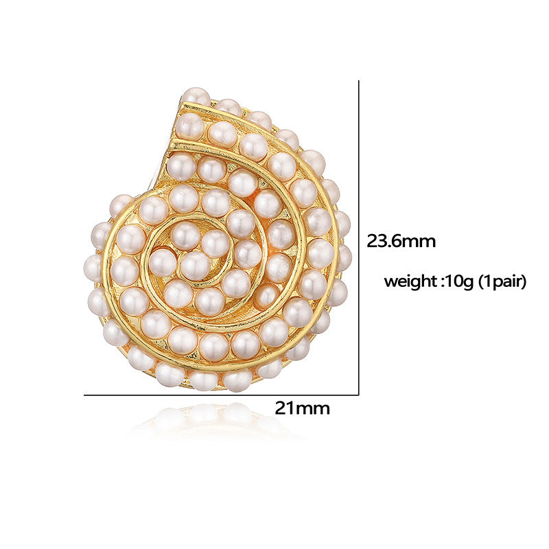 Women's Style Gold Conch Sticky Half Circle Shell Earrings