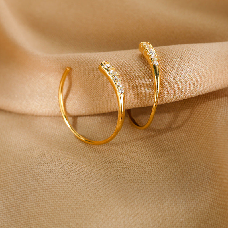 Women's Half Round Gold-plated French Fashion Light Luxury Minority Rings