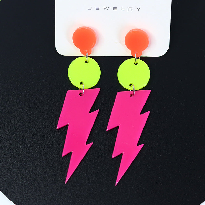 Women's Lightning Ear Fluorescent Color Design Contrast Personality Earrings