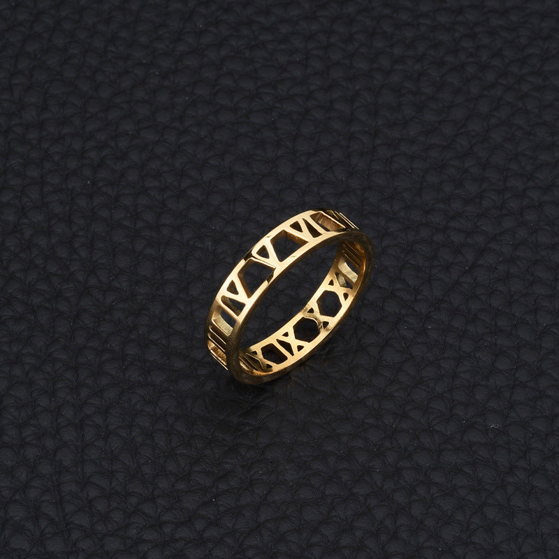 Female Hollow Roman Numerals High Quality Rings