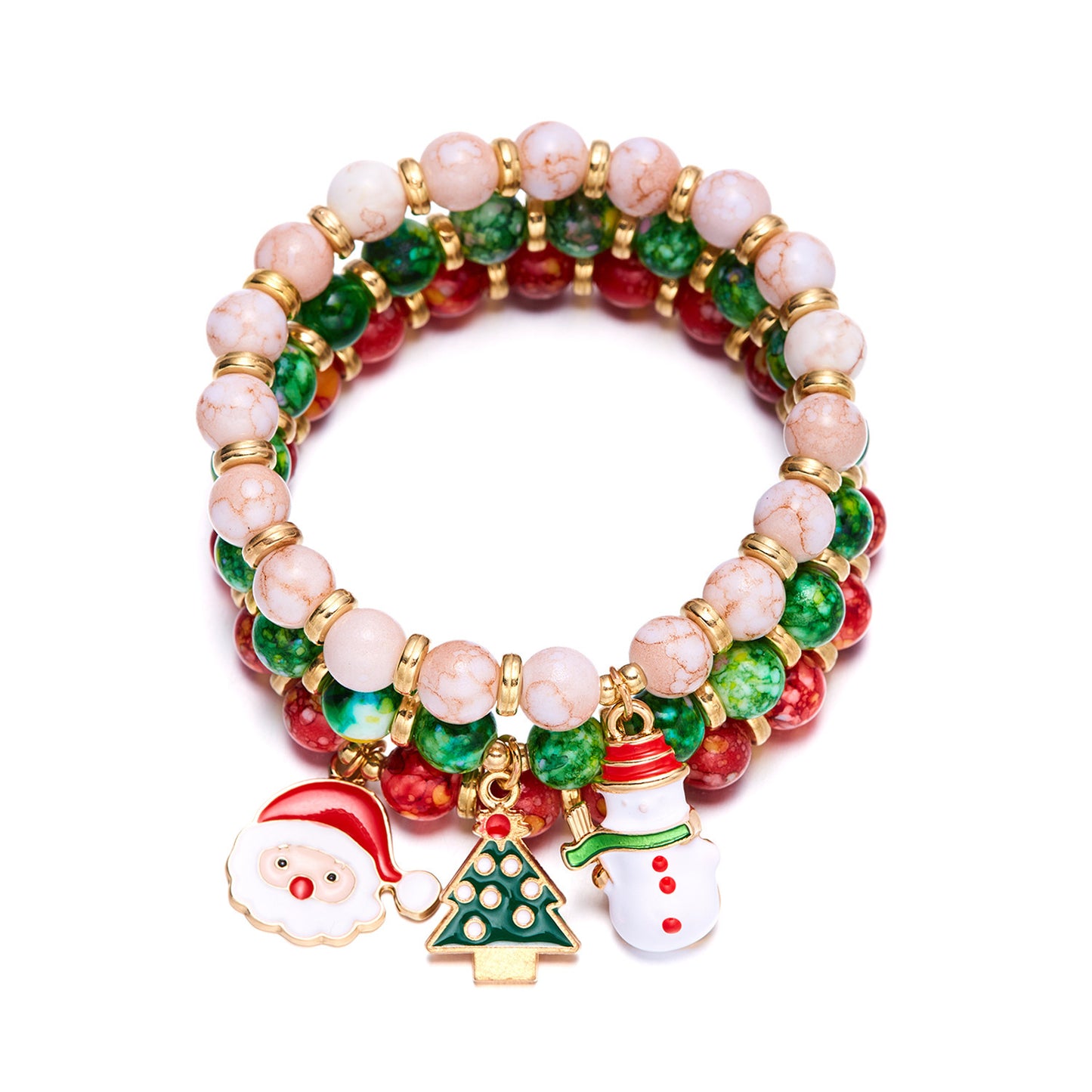 Christmas Tree Old Snowman Beaded Combination Bracelets