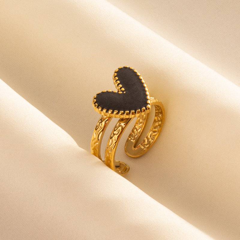Women's Stainless Steel Fashion Love Oil Dripping Open Cold Rings