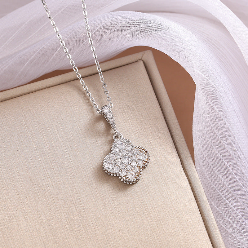 Titanium Steel Diamond Four-leaf Flower Female Necklaces