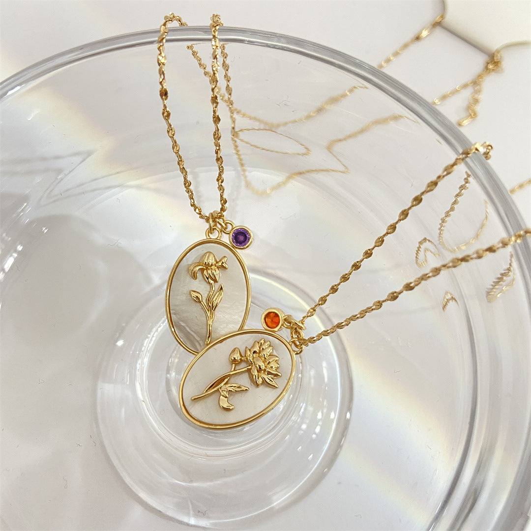 Real Mother Shell Moon Female Birthstone Necklaces