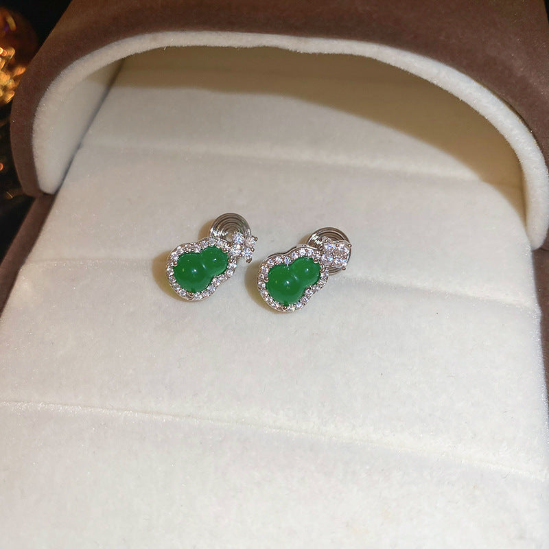 Sier Needle Chinese Style Gourd Zircon National Fashion Rings