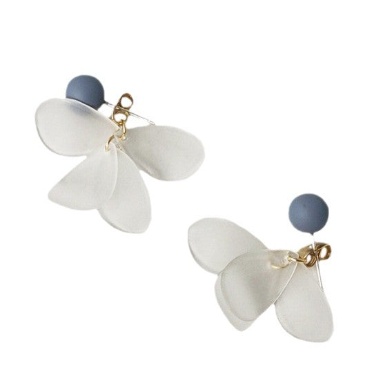 Eyes Sier-plated Needle Haze Blue Acrylic Leaves Creative Design Earrings
