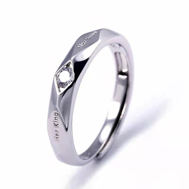 Women's & Men's Couple Open Mouth White Gold Plated Rings