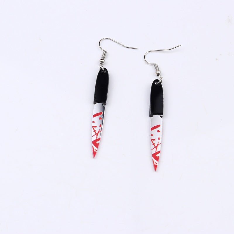 Women's Acrylic Printed Bloody Knife Personalized Fashion Earrings