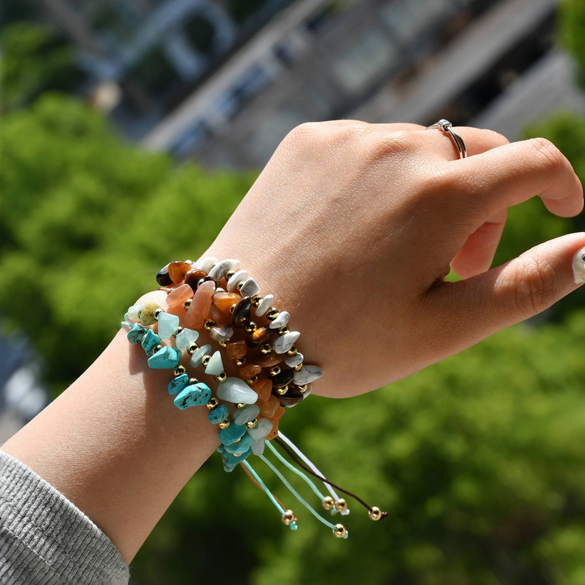 Hand-woven Irregular Gravel Beaded Crystal Bohemian Bracelets