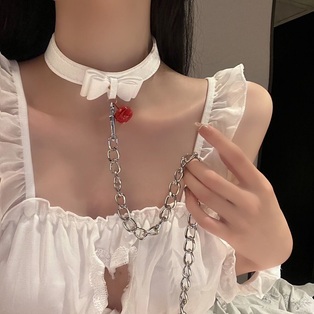 Desire Bow Bell Female Neck Band Chain Collar