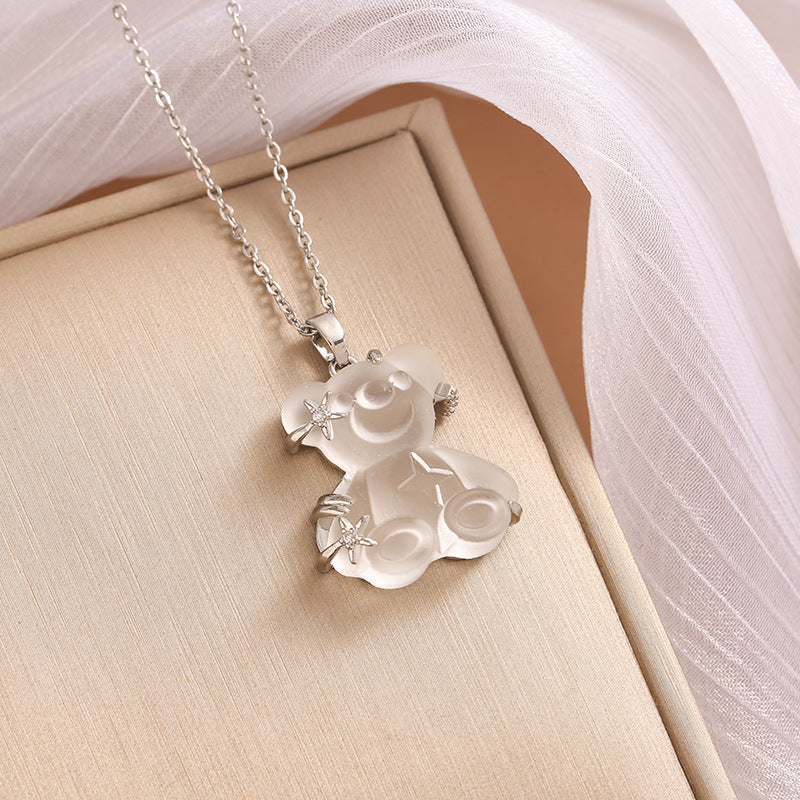Titanium Steel Diamond Four-leaf Flower Female Necklaces