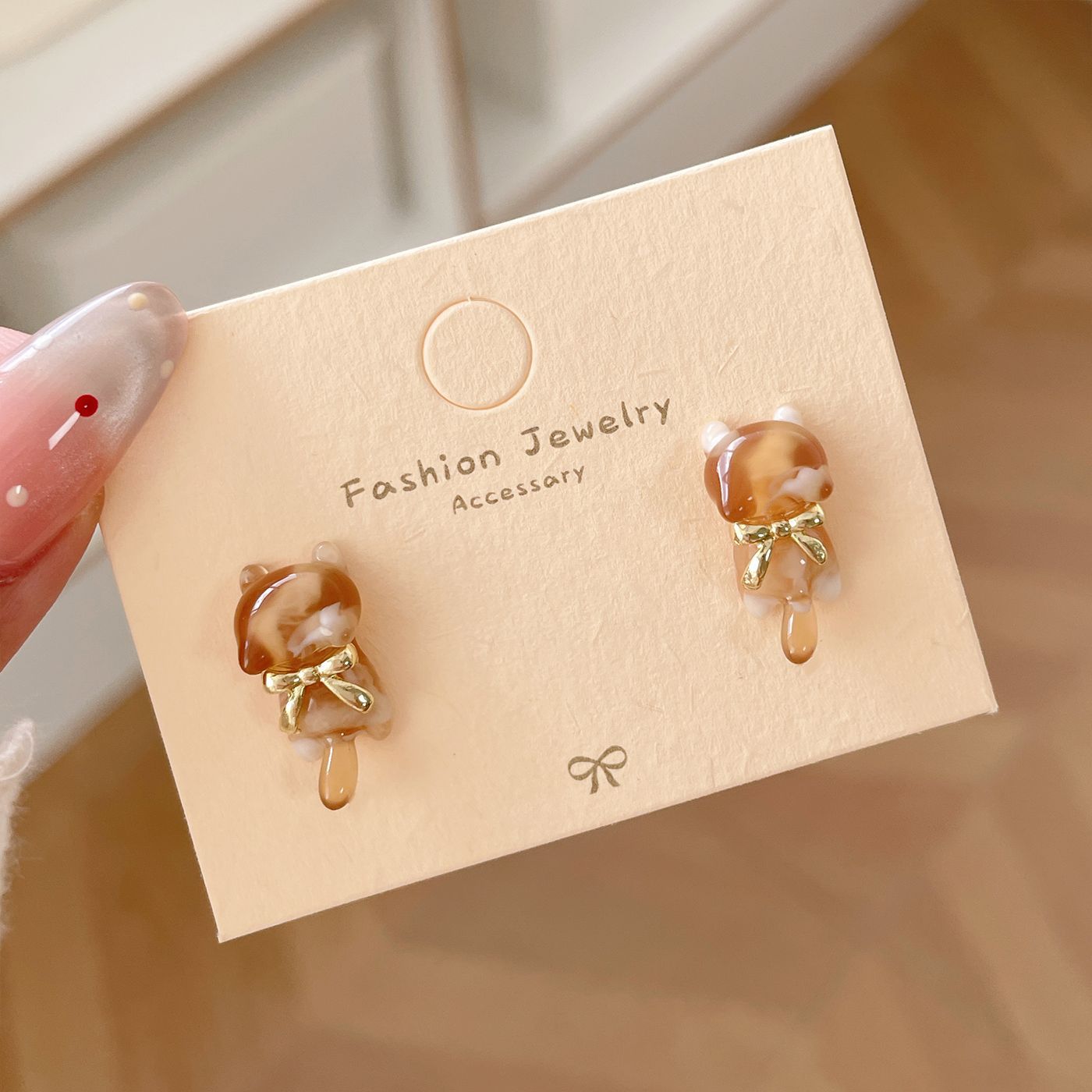 Cat Bell Female Sier Needle Resin Flexible Earrings